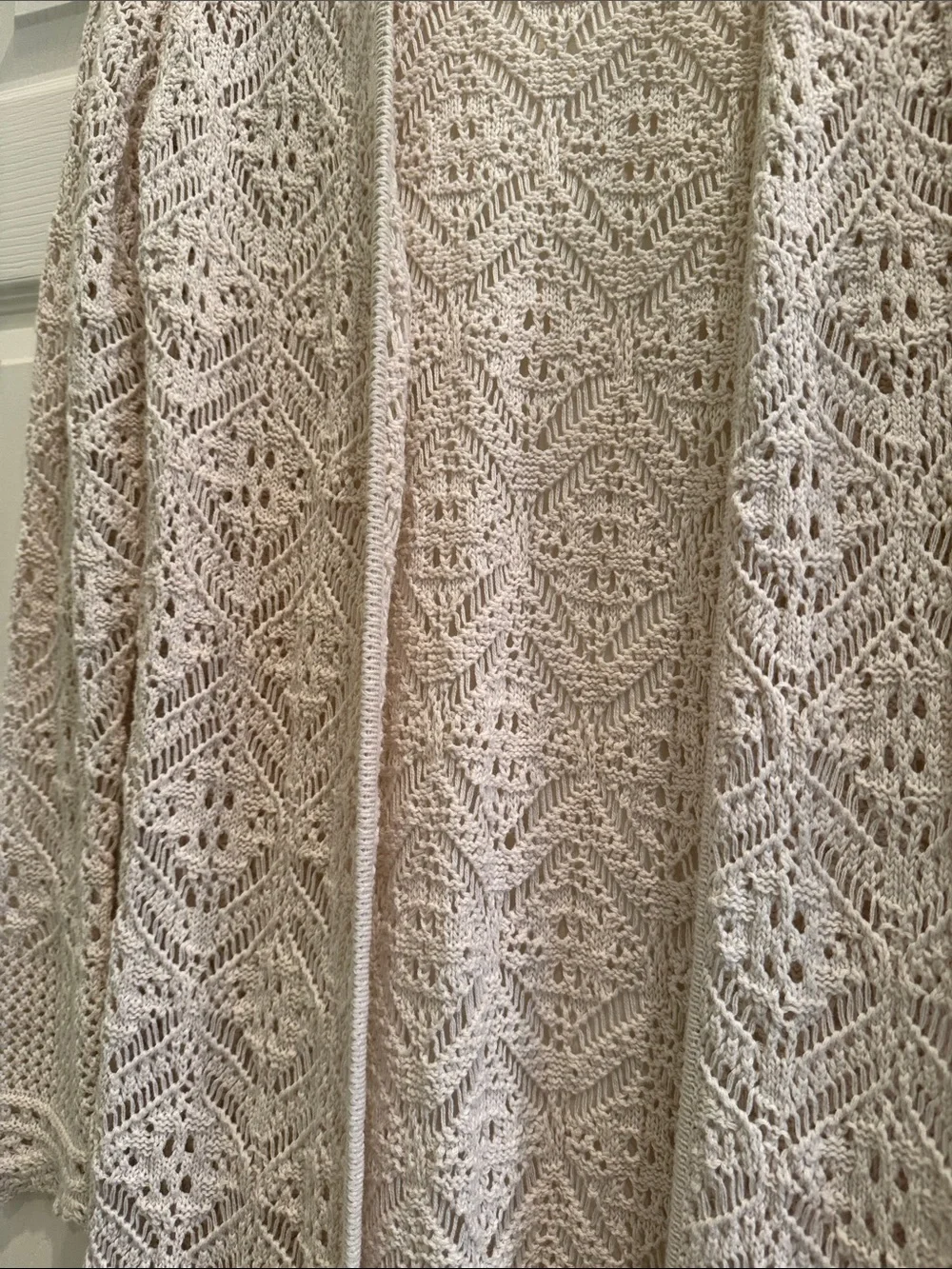 Freshman 1996 ivory open knit crochet duster cardigan S